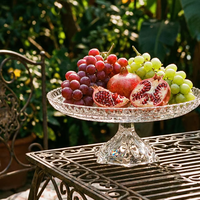 Plateau à fruits rond transparent en verre cristallin personnalisé avec base pour fêtes et événements