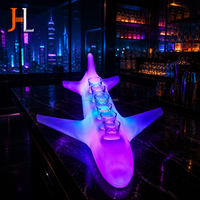 Plateau Distributeur de Shots LED en Acrylique Lumineux en Forme d'Avion, 6 Verres à Shot, Accessoires de Bar, Support à Verres à Shot pour Boîte de Nuit