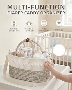 Organizador de Pañales para Bebé, Cesta de <span class=keywords><strong>Regalo</strong></span> para Bebé, Cesta de Algodón con Correas para el Hombro para Recién Nacidos - Product Image 6
