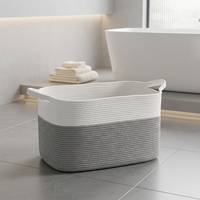 Vente chaude grande capacité Rectangle tissé coton corde panier de rangement Snack jouets articles divers organisateur panier à linge