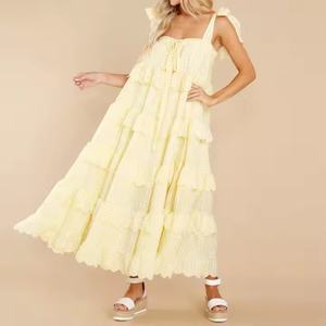 Robes d'été de haute qualité en gros pour femmes, personnalisées OEM, bretelles spaghetti, en mousseline, grandes tailles, robes de bal de luxe - Product Image 2