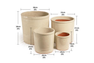 Ensemble de pots à fleurs en terre cuite, finition émaillée, design cylindrique, pour la maison, le jardin, l'intérieur et l'extérieur, durable, écologique, vente en gros - Product Image 2