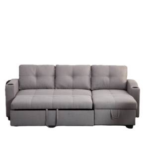 Frank Furniture Modern Multifunctional <b>Bed</b>, Extendable Wooden Living Room <b>Sofa</b> with Fabric for <b>Small</b> Spaces - Product Image 1