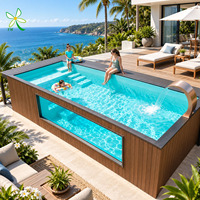 Piscine hors sol en fibre de verre de 7 m avec éclairage LED intégré, marches intégrées, pour villa et jardin, jacuzzi extérieur
