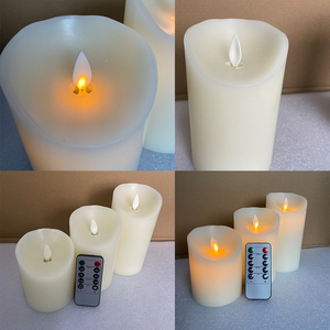 Lot de 3 bougies LED à piles avec minuterie, en cire véritable, sans flamme, effet vacillant, avec télécommande - Product Image 2