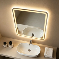 Miroir tactile LED, miroir argenté sans cuivre à 91,5 % de transmittance, design moderne, écologique, réglable pour appartement et villa