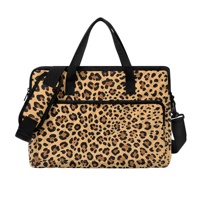 Sacoche pour ordinateur portable à imprimé léopard, compatible avec MacBook Pro, sac de travail carré pour le bureau, sac d'ordinateur professionnel avec poches et sangle