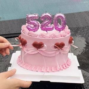 Pink Number Balloon Candles 0-9 Birthday Cake Decorations Disposable Unscented - Product Image 2