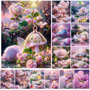 طقم لوحات ماسية كاملة مرسومة يدويًا 5D مزخرف بالماس لديكور المنزل - Product Image 2