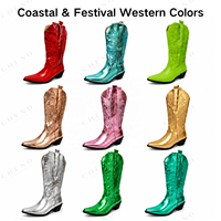 CHENO Bottes décontractées en caoutchouc, style cowboy, mi-mollet, à talon épais, bout pointu, tige en denim, à enfiler, confortables et élégantes, pour l'hiver et l'été