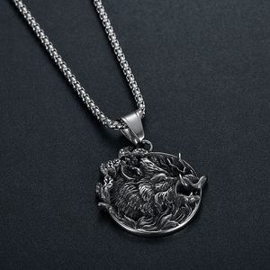 Collier pendentif tête de sanglier Viking en acier inoxydable pour hommes, chaîne à thème animalier nordique Odin, bijoux cadeau 3mm 61cm - Product Image 3