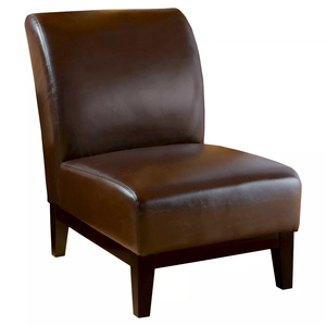 Fauteuil d'appoint moderne luxueux en cuir marron, 1 pièce, avec coussin durable et dossier, structure en bois massif, confortable pour la maison et le bureau - Product Image 1