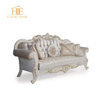 (1+2+3 Canapé + Table basse) Ensemble de canapés en bois sculpté classique, meubles de salon de luxe pour villa