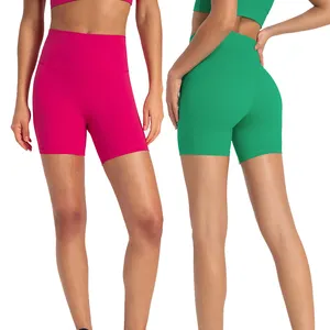 Pantalones cortos de Yoga de talla grande para mujer, 20 colores populares, pantalones cortos de motorista de entrenamiento atlético de cintura alta, mallas, pantalones cortos de gimnasio y Fitness