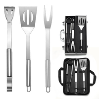 Ensemble de grill à barbecue en acier inoxydable, 3 pièces, pour l'extérieur, Clip de rôtissoire, sac Oxford, brosse, fourchette, rôtissoire, ensemble d'outils, n ° A3105
