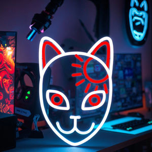 Anime Fox Face <span class=keywords><strong>Demon</strong></span> segno al Neon per decorazione della parete-giapponese Slayer Neon acrilico USB alimentato LED parete Art decoro - Product Image 6