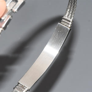 Prezzo di fabbrica personalizzabile 304L cavo in acciaio inox braccialetti con cuoio su piastra bracciali da uomo alla moda - Product Image 3