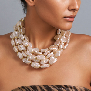 Collier en perles de rose doré <span class=keywords><strong>multi</strong></span>-couches personnalisé Amelia en gros pour femmes Cadeau - Product Image 1