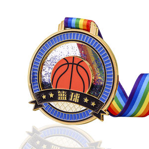 6.8cm Orange Basketball Medal Awards Souvenir Round Large Personnaliser Logo Marque Rubans <span class=keywords><strong>Poids</strong></span> Lourd Sport Champion Médaille - Product Image 2
