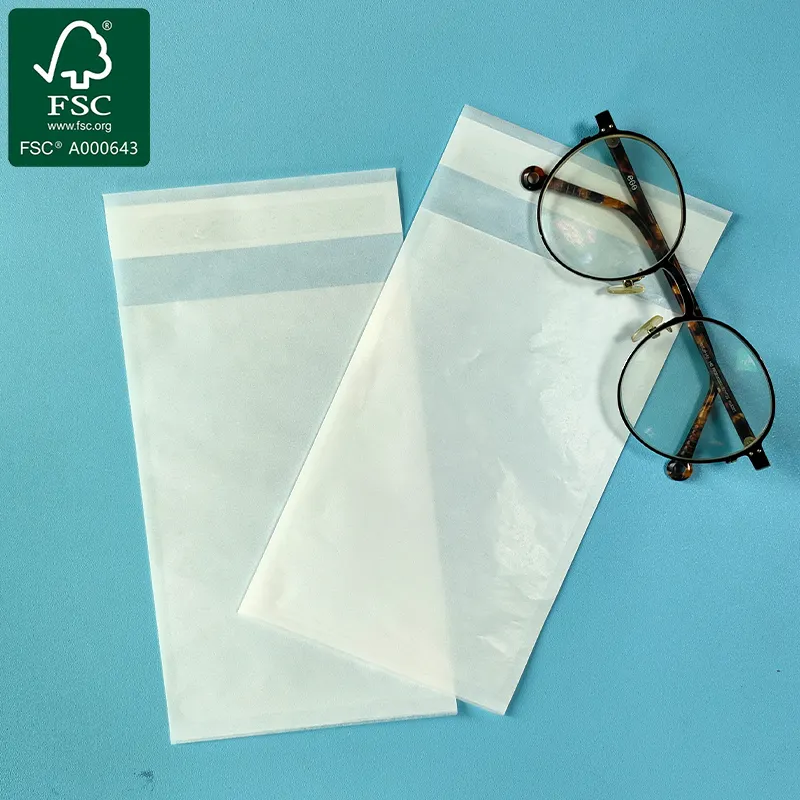 Export To EU Biodegradable Recyclable Glassine Paper Bags Glasses Packaging Bags Waxed Paper Bag For Daily Product