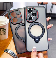 Étui de protection antichoc en PC mat avec anneau magnétique réglable à 360°, support pliable en silicone pour Honor Magic 7RSR 400 Pro