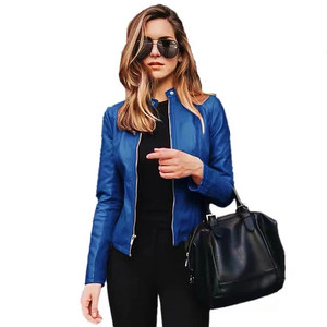 Jaqueta de couro pu feminina, casaco de couro da moda, feminino, de manga comprida, casual, para outono e inverno, com zíper - Product Image 1