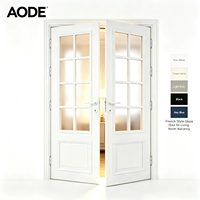 Porte intérieure AODE de style français à double battant en verre, cadre en bois blanc, insonorisée et conviviale