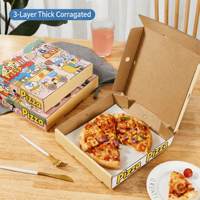 Boîtes à pizza personnalisées en carton ondulé pour usine, conteneurs alimentaires en papier, finition brillante ou mate, avec poignée, recyclables, pour livraison à emporter