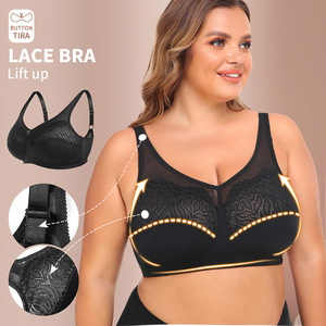 Fornitura transfrontaliera W210806 E Cup reggiseno di grandi dimensioni stile europeo americano senza fili <span class=keywords><strong>intimo</strong></span> da donna regolabile solido <span class=keywords><strong>pizzo</strong></span> Sexy - Product Image 1