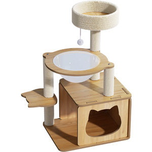 Árbol rascador para gatos de tablero de densidad Paofu, estructura de escalada para gatos, poste rascador grande para gatos, cama grande de sisal para gatos, casa para gatos multinivel, espacio amplio - Product Image 5