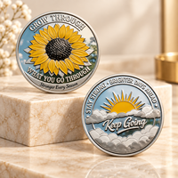 Pièce commémorative double face 2026 Tournesol avec impression couleur 3D et placage or – Modèle souvenir