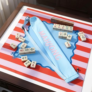 Sac de transport pour tapis de mahjong, pochette de rangement portable avec cordon de serrage et bandoulière réglable pour tuiles de mahjong, poker, jeux de société - Product Image 5