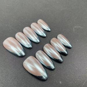 <span class=keywords><strong>Manicura</strong></span> <span class=keywords><strong>Francesa</strong></span> Azul <span class=keywords><strong>Verde</strong></span> Almendra Hecha a Mano de Alta Calidad, Venta al Por Mayor de Fábrica, con Diseño Estampado, Reutilizable - Product Image 4