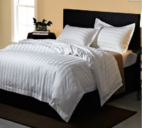 100% coton rayé draps de lit linge de lit ensemble de draps blanc housse de couette ensembles lin hôtel ensemble de literie