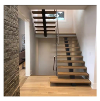 Sous-sol Escalier flottant en bois intérieur Echelle pliante en bois Escalier flottant blanc