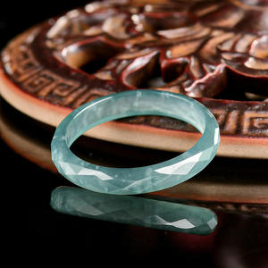 natural Jadeite blue water <b>jade</b> <b>ring</b> UNISEX Diamond facets Fashion Simplicity original design Gift of appraisal certificate JZ29 - Product Image 2