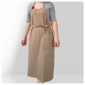 <span class=keywords><strong>Tablier</strong></span> de travail de cuisine en <span class=keywords><strong>lin</strong></span> <span class=keywords><strong>japonais</strong></span> kaki profond personnalisé pour hommes et femmes nouvelle ceinture de protection anti-salissure - Product Image 3