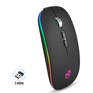 HXSJ M103FG ultra-ince şarj edilebilir RGB kablosuz fare taşınabilir ince sessiz ofis oyun fareler Mac Laptop için sağ el - Product Image 1