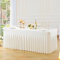 Couverture de table en spandex extensible blanc 6FT en gros Tables pliantes standard Vêtements de table ajustés rectangulaires pour nappe de mariage
