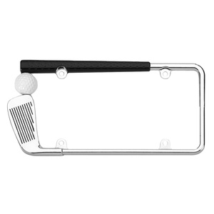 Cadre de plaque d'immatriculation style club de golf chromé avec support de plaque de voiture en métal en forme de balle - Product Image 1