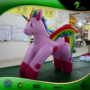 ענק מתנפחים ורוד unicorn חצר בובה עם כנפיים מתנפחים אנימה קשת סוס קריקטורה חיה בריכה צפה צעצועים