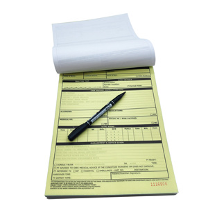 Carnet de factures personnalisé en papier NCR 3 plis continu, perforé avec logo personnalisé, impression sans carbone sur sac en papier kraft - Product Image 6
