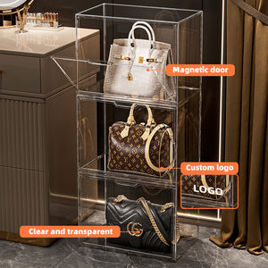 Wanuo กระเป๋าถือและกล่องโชว์กระเป๋าถือใสกล่องเก็บของพลาสติกพร้อมประตูแม่เหล็ก - Product Image 2