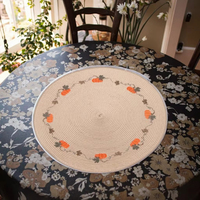 Sous-verres ronds en plastique tressé PP, thème citrouille élégant, non toxiques, Yichuan EM36, 32CM, 36CM, 38CM, tapis de décoration de table