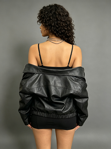 SWEET BABE Chaqueta de motociclista para mujer, color negro, con cremallera, informal, de gran tamaño, manga larga, cuello vuelto - Product Image 3
