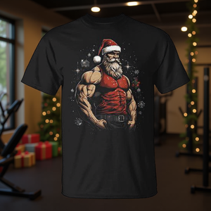 Camiseta navideña de Papá Noel para gimnasio, entrenamiento físico, vacaciones navideñas - Product Image 3