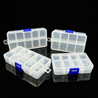 Boîte en plastique PP recyclable multi-tailles 8/10 compartiments avec séparateurs amovibles, étui de rangement portable pour médicaments, bijoux et petites pièces