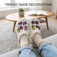 Breloques lumineuses mignonnes pour Crocs, design 2D unique, en caoutchouc décoratif, nouveau style, série console de jeu, accessoires pour chaussures