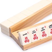 Support de rangement pour tuiles de Mahjong en bois, support de jeu classique avec poussoirs magnétiques de 18 pouces