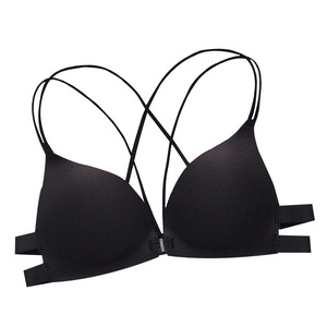 Pecho pequeño Push-Up Belly Contracting Gathering Bra Sexy Beauty Back Cross Strap Hebilla frontal Sujetador <span class=keywords><strong>de</strong></span> belleza transpirable Anillo <span class=keywords><strong>de</strong></span> acero - Product Image 1